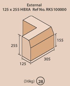 255mm x 125mm HB Ext Angle Kerb