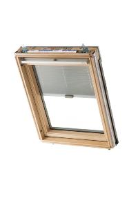 Keylite Thermal Centre Pivot with Integral Blind Roof Window Pine finish