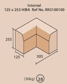 255 mm x 125mm HB Int Angle Kerb