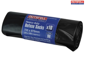 Faithfull Heavy Duty Black Refuse Sacks 10 per Roll 