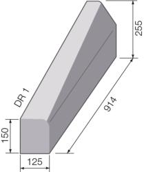 125mm x 255/150mm Drop Kerb Half Batt - Bullnosed *LEFT HAND*