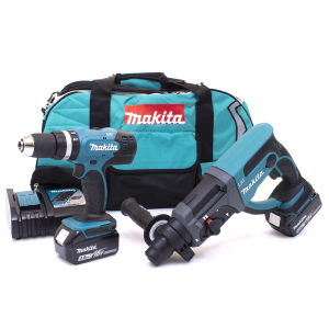 Makita DLX2025M 18V Combi Drill & SDS+ Twin Pack with 2x 4.0Ah Batteries
