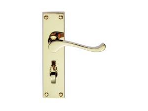 Scroll Bathroom Lever Lock Handles Brass
