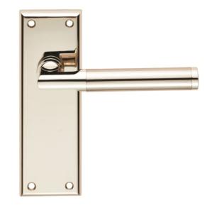 Sessanta Lever Latch on Backplate Pol/Satin Nickel SZR062PNSN/RP