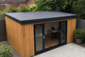 example of a garden room with rubber roof