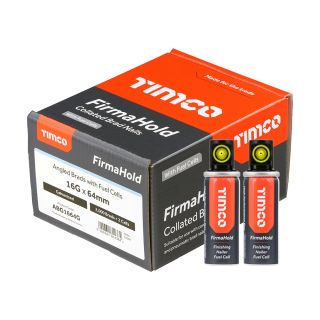 Angled Galvanised Brad Nails   & Gas 16g X 64mm ABG1664G