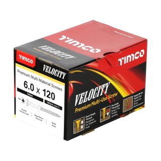 Velocity Premium Pozi Screw 6.0 X 120mm (100 Per Box) 60120VY