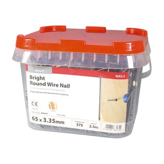 Bright Round Wire Nails         65mm X 3.35mm 25kg