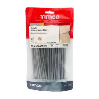 Nails Bright Round Wire 150mm X 6.00 1.0kg BRW150B