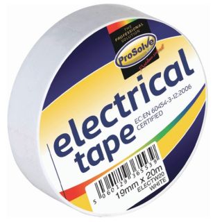 Prosolve Electrical Tape WHITE 19mm x 20mtr ELECTW20 (10)