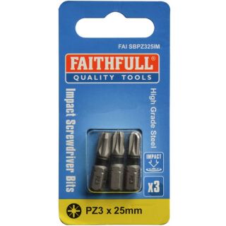 Faithfull Titanium Screwdriver Bits (3) PZ3 x 25mm FAISBPZ3