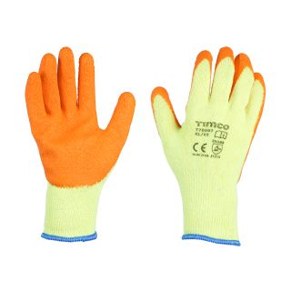Timco Eco-Grip Gloves Orange Latex Coated  (X-LARGE) *CARDED* 770667