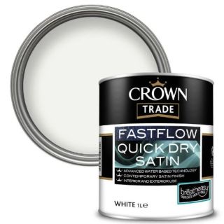 Crown Trade Fastflow Quick Dry Satin White 1ltr