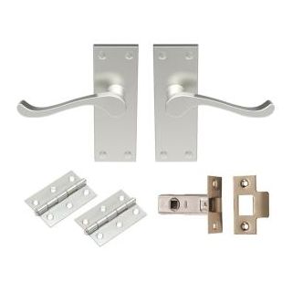 Scroll Latch Pack inc hinges & Latch SATIN NICKEL GK002SNINTB