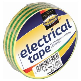 Prosolve Electrical Tape GREEN/YELLOW 19mm x 20mtr ELECTGY20 (10)