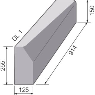 225mm x 125mm 6.0mtr Half Batt Ext Radius Drop Kerb *LEFT HAND*