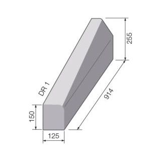 125mm x 255/150mm Drop Kerb Half Batt - Bullnosed *RIGHT HAND* (18)