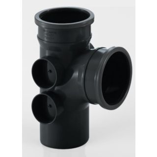 Brett Martin110mm Black Double Socket Soil Branch 92.5 Deg BS451B