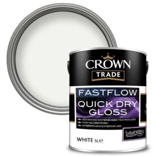 Crown Trade Fastflow Quick Dry Gloss White 5ltr