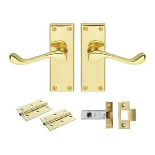 Scroll Latch Pack inc hinges & Latch E. BRASS GK002EB/INTB