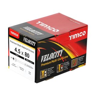 Velocity Premium Pozi Screw 4.5 X 80mm (200 Per Box) 45080VY