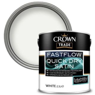 Crown Trade Fastflow Quick Dry Satin White 2.5ltr