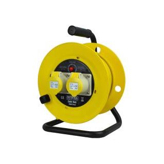 Faithfull 110v Twin Socket Cable Reel 25mtr FPPCR25ML