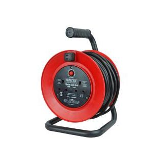 Faithfull 230v Cable Reel 13A 25mtr Twin Socket FPPCR25M